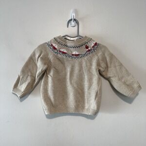 Pepa London NWT Sailboat Lighthouse Fair Isle Cream Cotton Sweater 12 Months